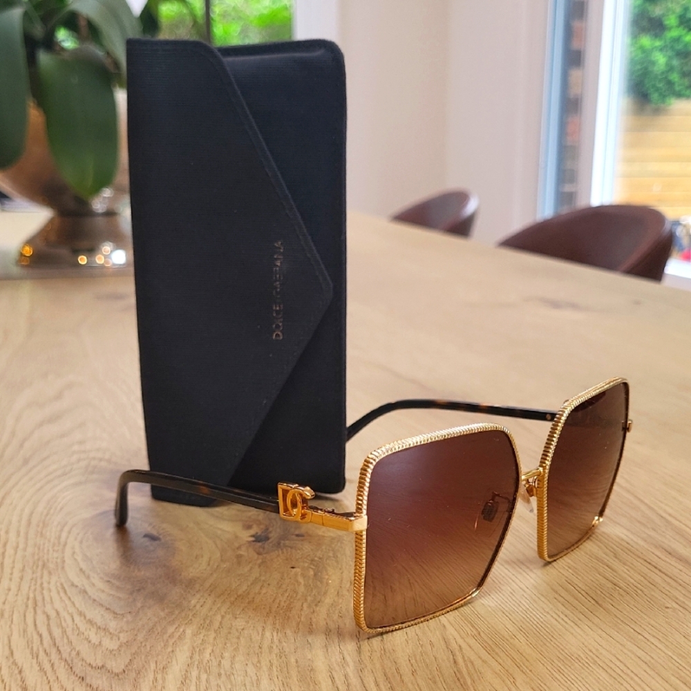 Dolce & Gabbana Gold Frame Brown Gradient Lens Sunglasses